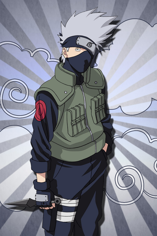 fond d'écran kakashi iphone,anime,dessin animé,naruto,illustration,ouvrages d'art