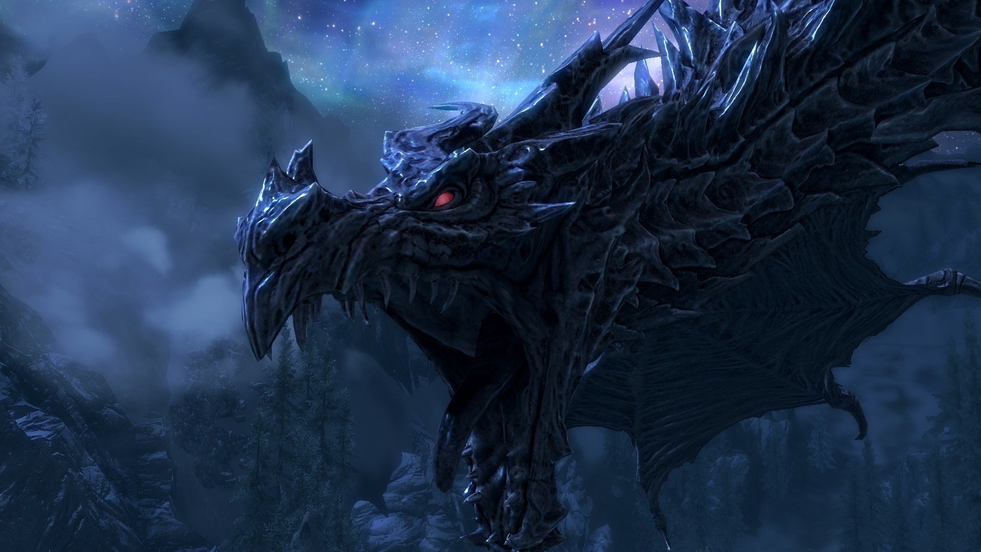 skyrim dragon wallpaper,dragon,action adventure game,darkness,cg artwork,fictional character