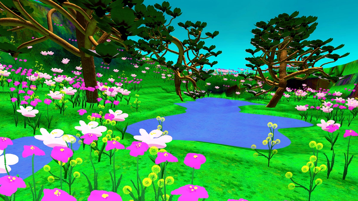 cartoon nature wallpaper,natural landscape,nature,flower,plant,theatrical scenery