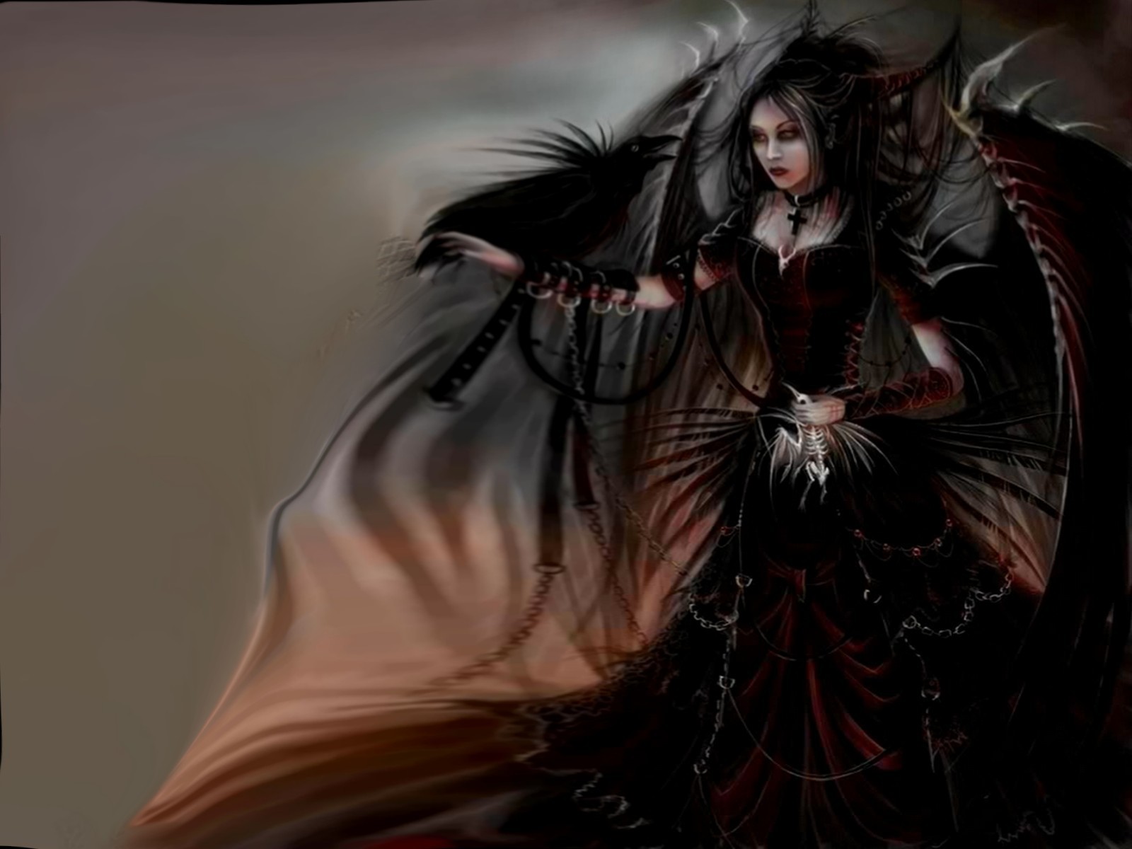 fond d'écran de fée gothique,oeuvre de cg,démon,personnage fictif,ténèbres,cheveux noirs