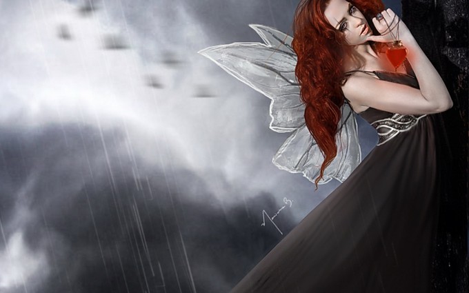gothic fairy wallpaper,red,cg artwork,beauty,long hair,photography