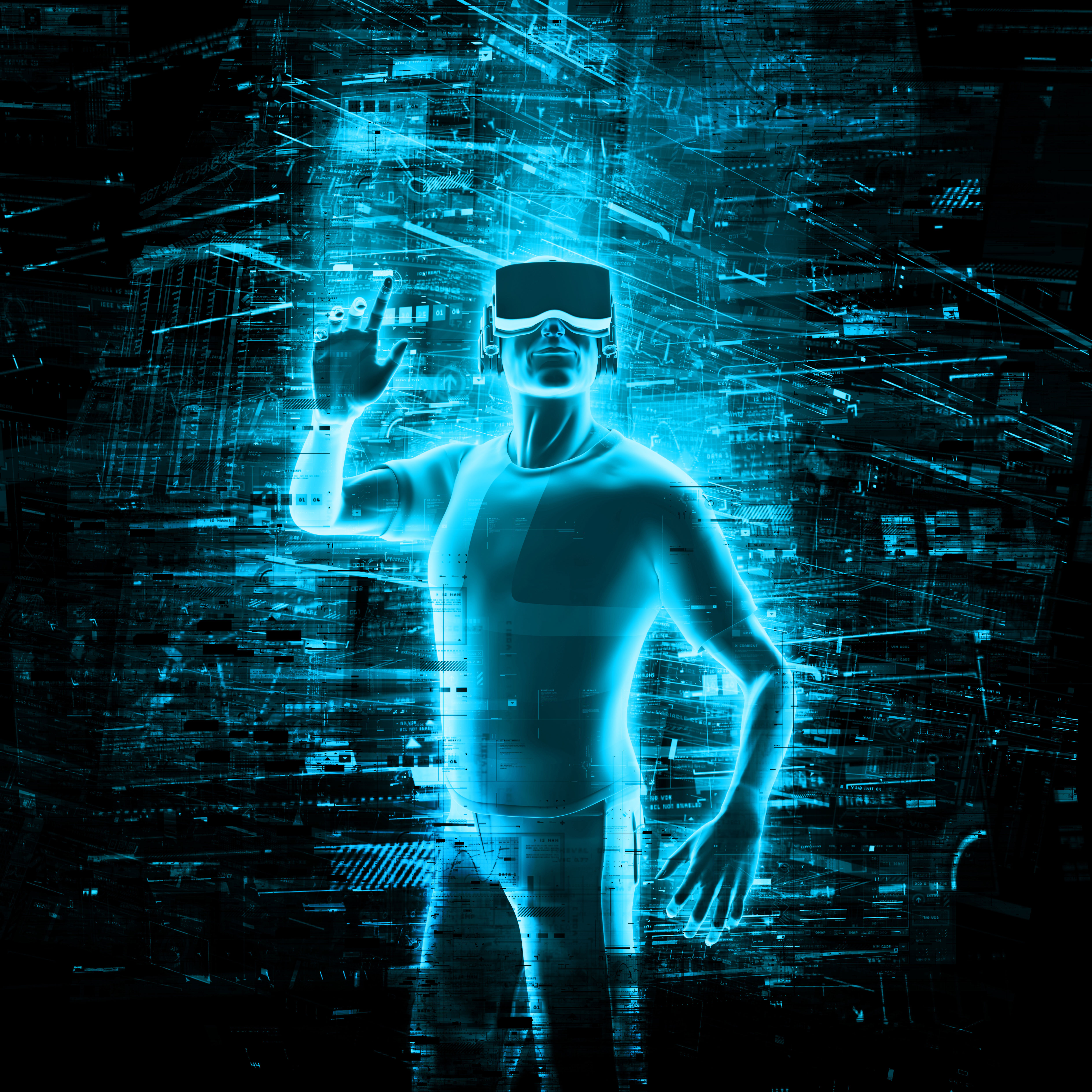 virtual reality wallpaper,human,human body,muscle,electric blue,darkness