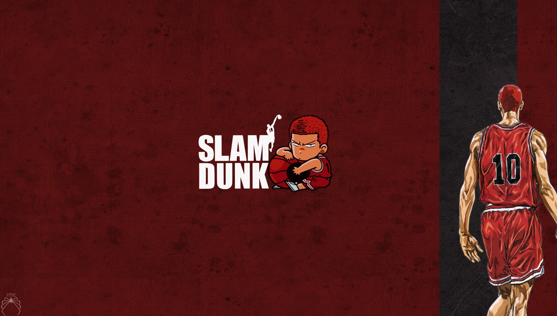 slam dunk fond d'écran hd,rouge,dessin animé,police de caractère,personnage fictif,t shirt