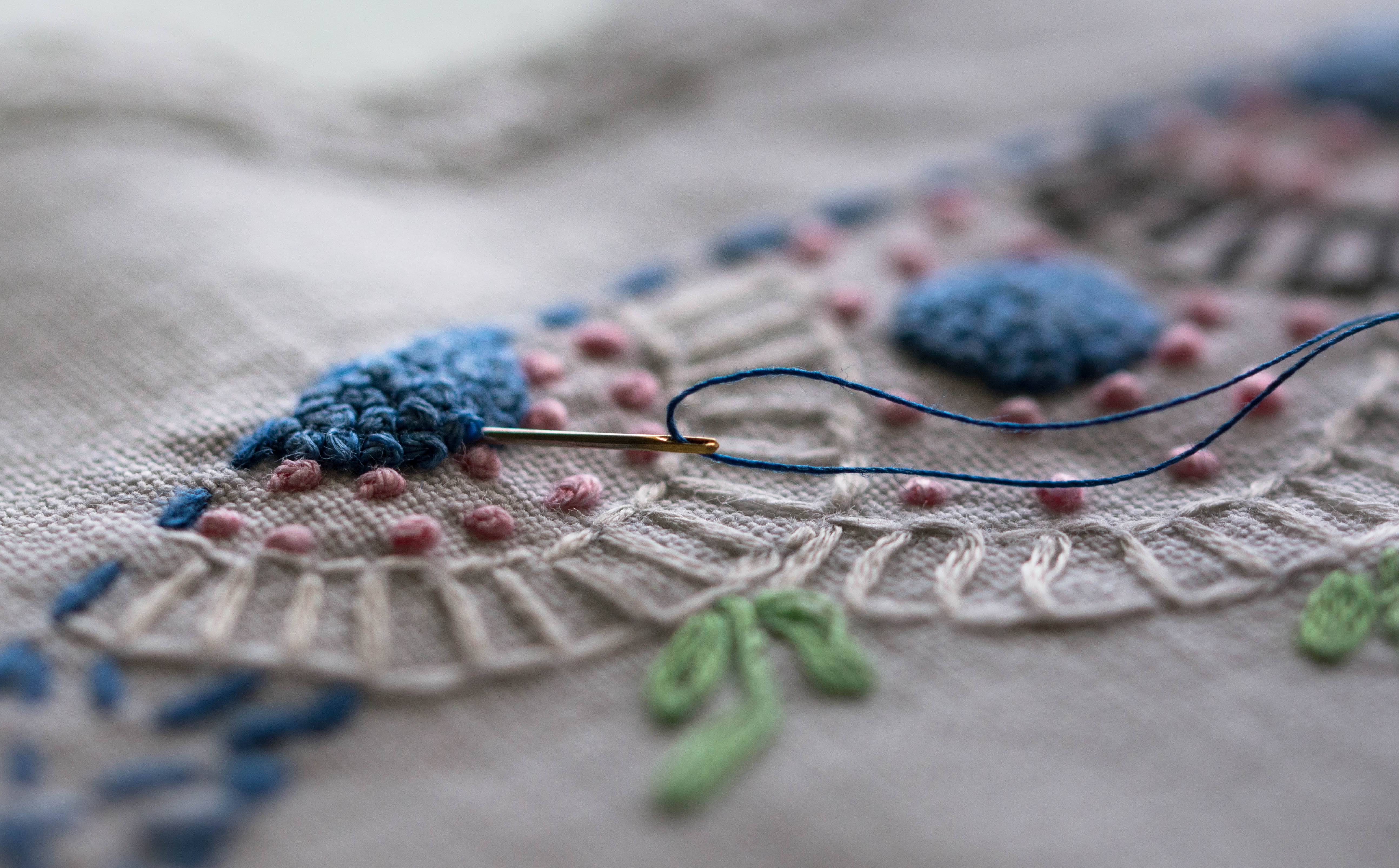 embroidery wallpaper,blue,leaf,embroidery,crochet,textile