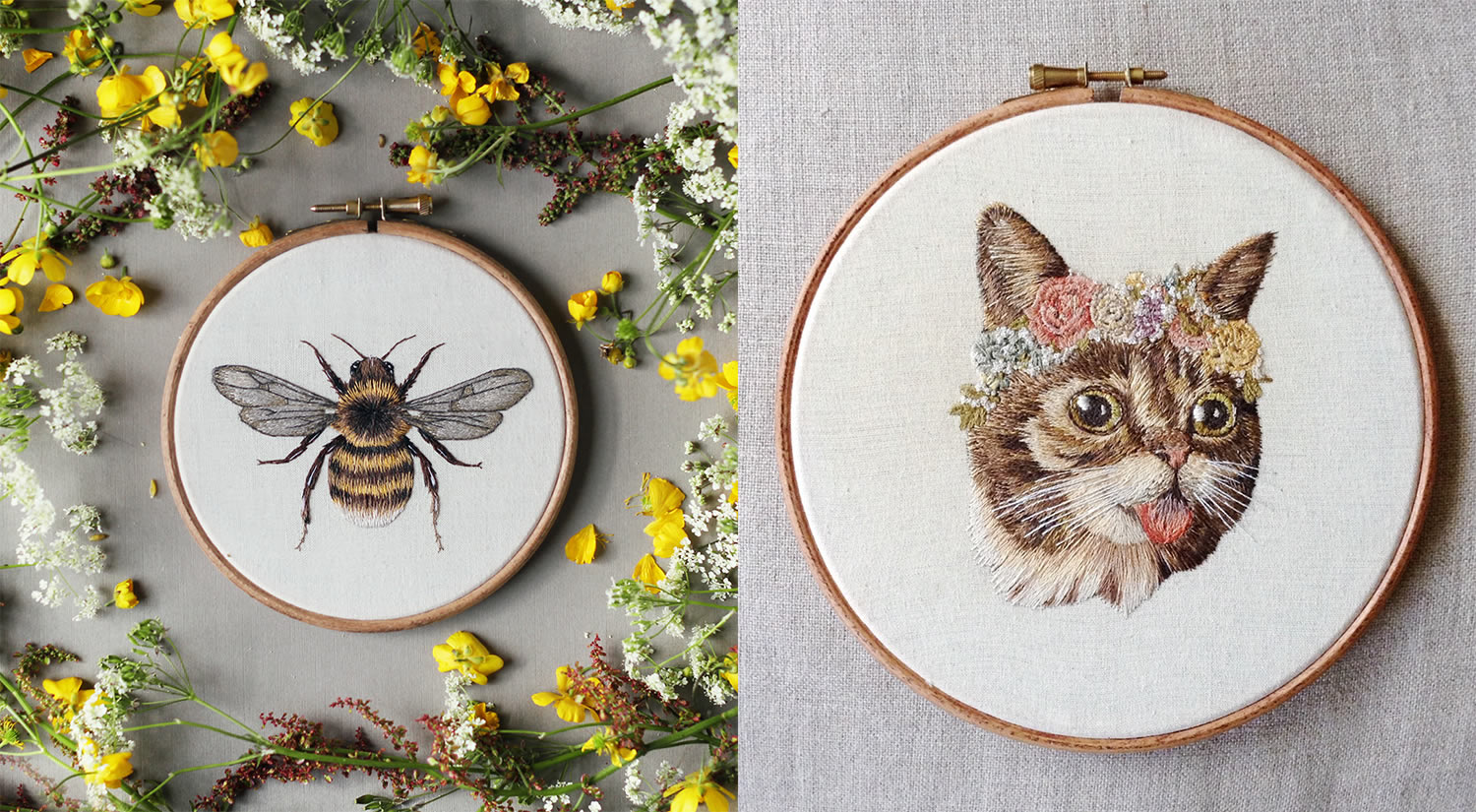 embroidery wallpaper,needlework,insect,honeybee,cat,embroidery