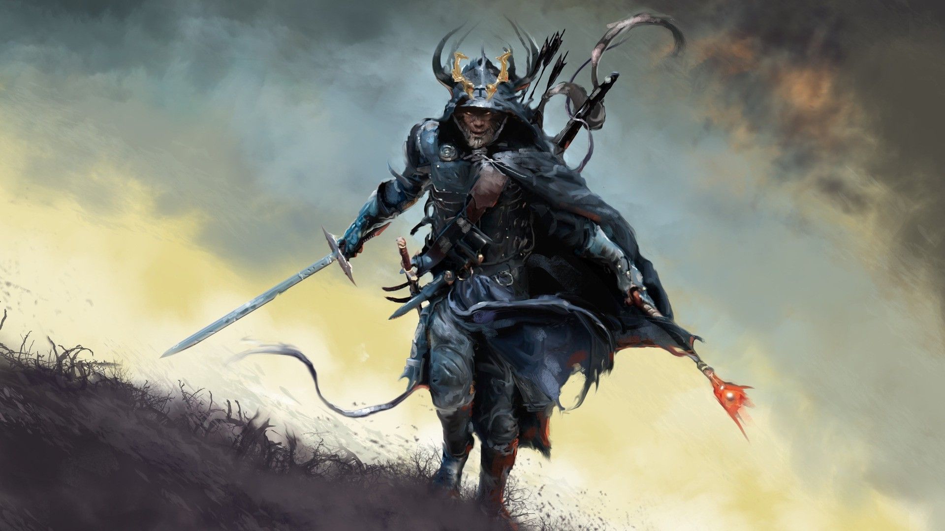 fondo de pantalla de guerrero samurai,demonio,cg artwork,personaje de ficción,mitología,ilustración