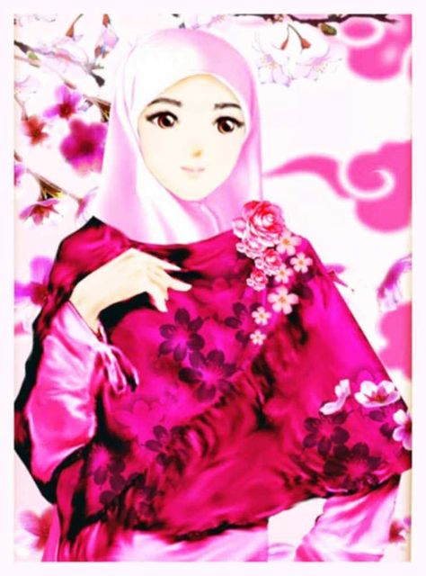 papel pintado wanita berhijab,rosado,ilustración,disfraz