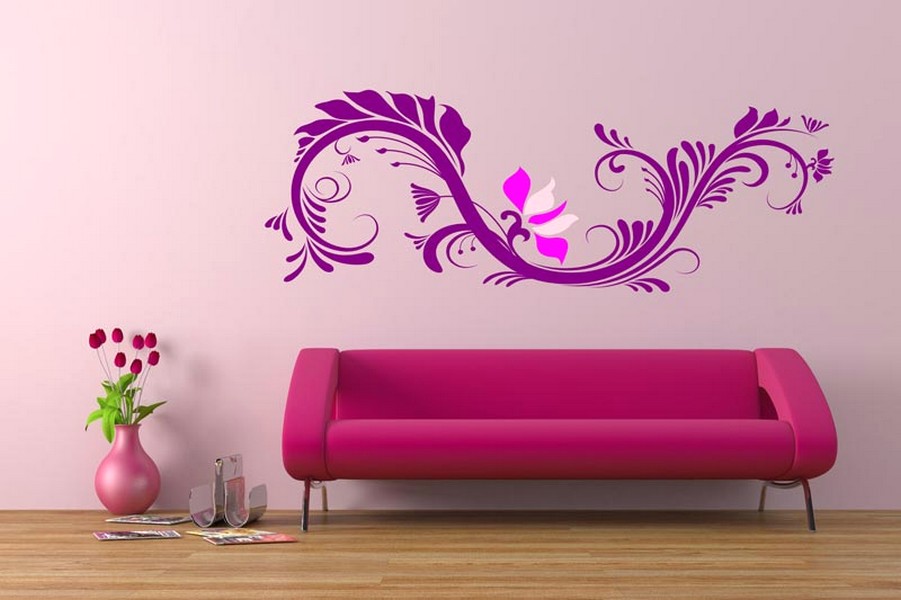 wallpaper dinding cantik,violet,wall sticker,purple,wall,ornament