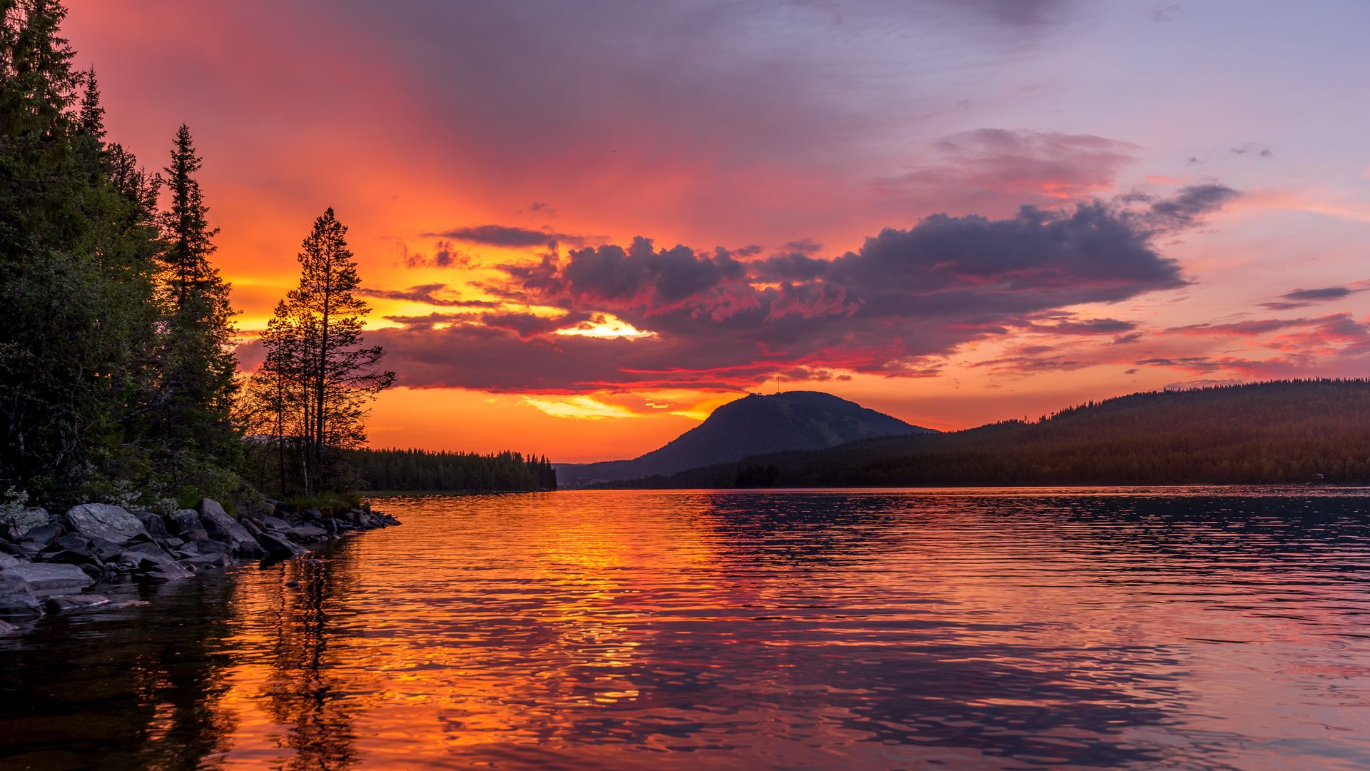 hintergrundbild herunterladen 1920x1080,himmel,gewässer,natur,natürliche landschaft,nachglühen