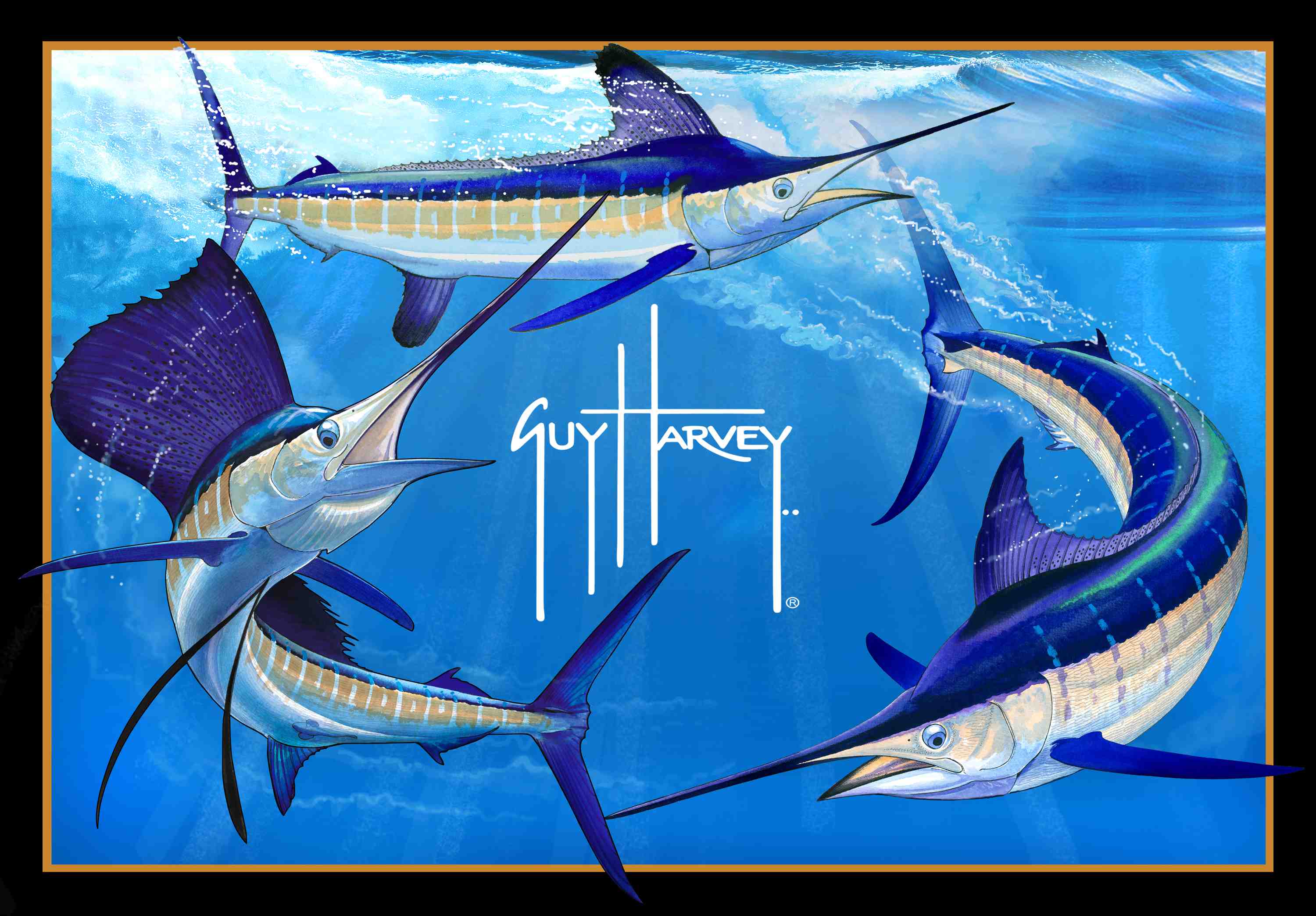 guy harvey fond d'écran,espadon,voilier,marlin bleu atlantique,marlin,poisson