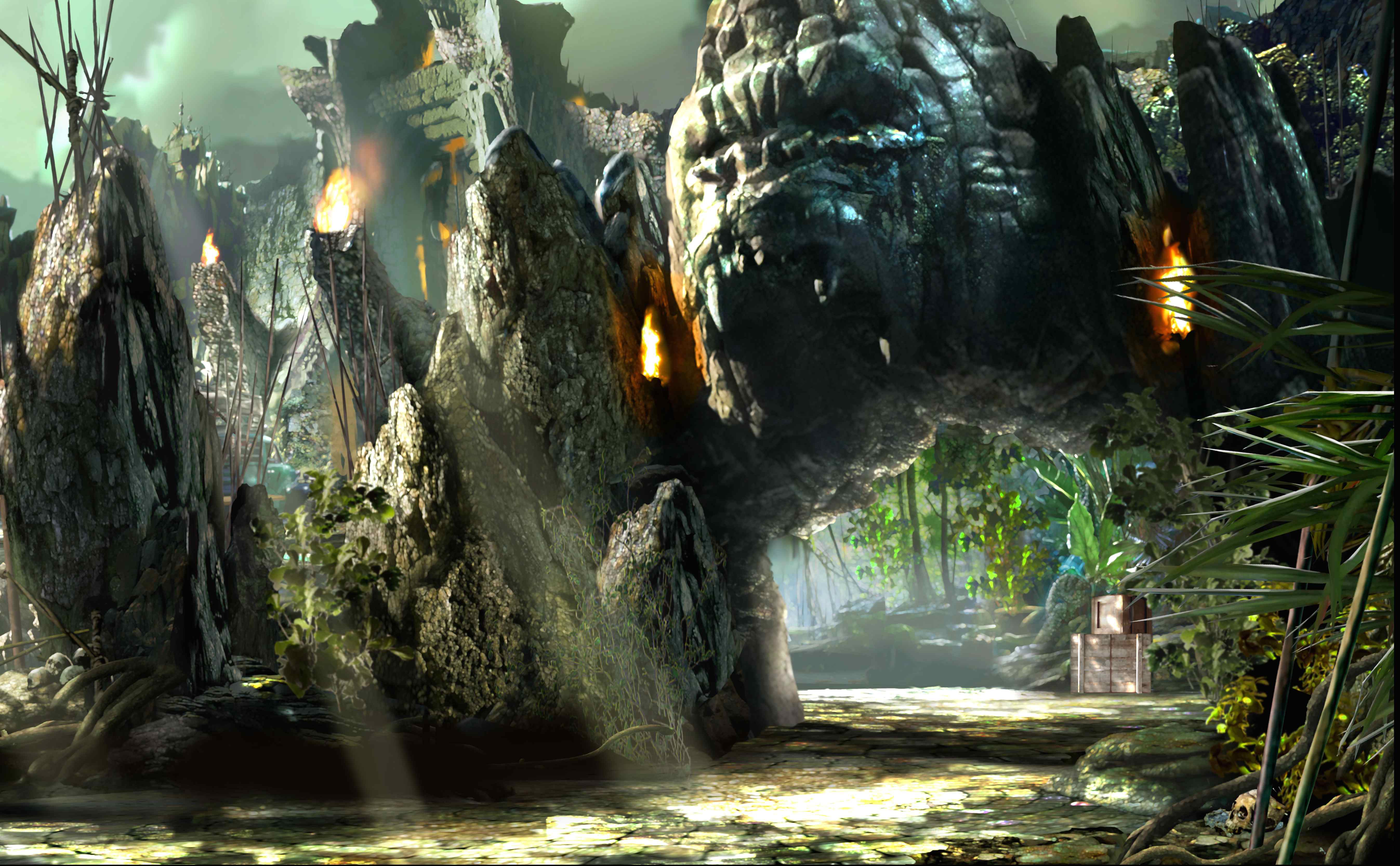 skull island wallpaper,nature,tree,natural landscape,sunlight,screenshot