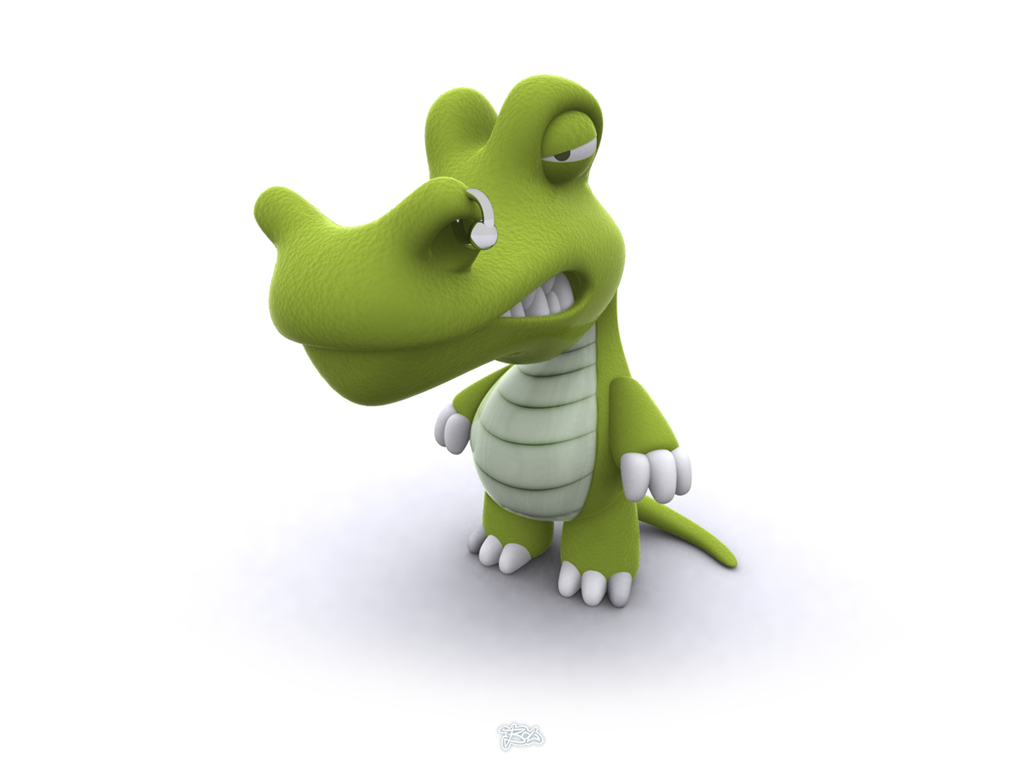 fond d'écran hewan 3d,vert,dessin animé,crocodile,animation,gecko
