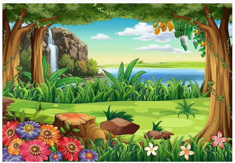 壁紙hewan 3d,自然の風景,自然,密林,ペインティング,風景