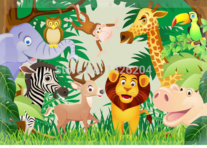 벽지 hewan 3d,지상파 동물,만화 영화,만화,야생 동물,밀림