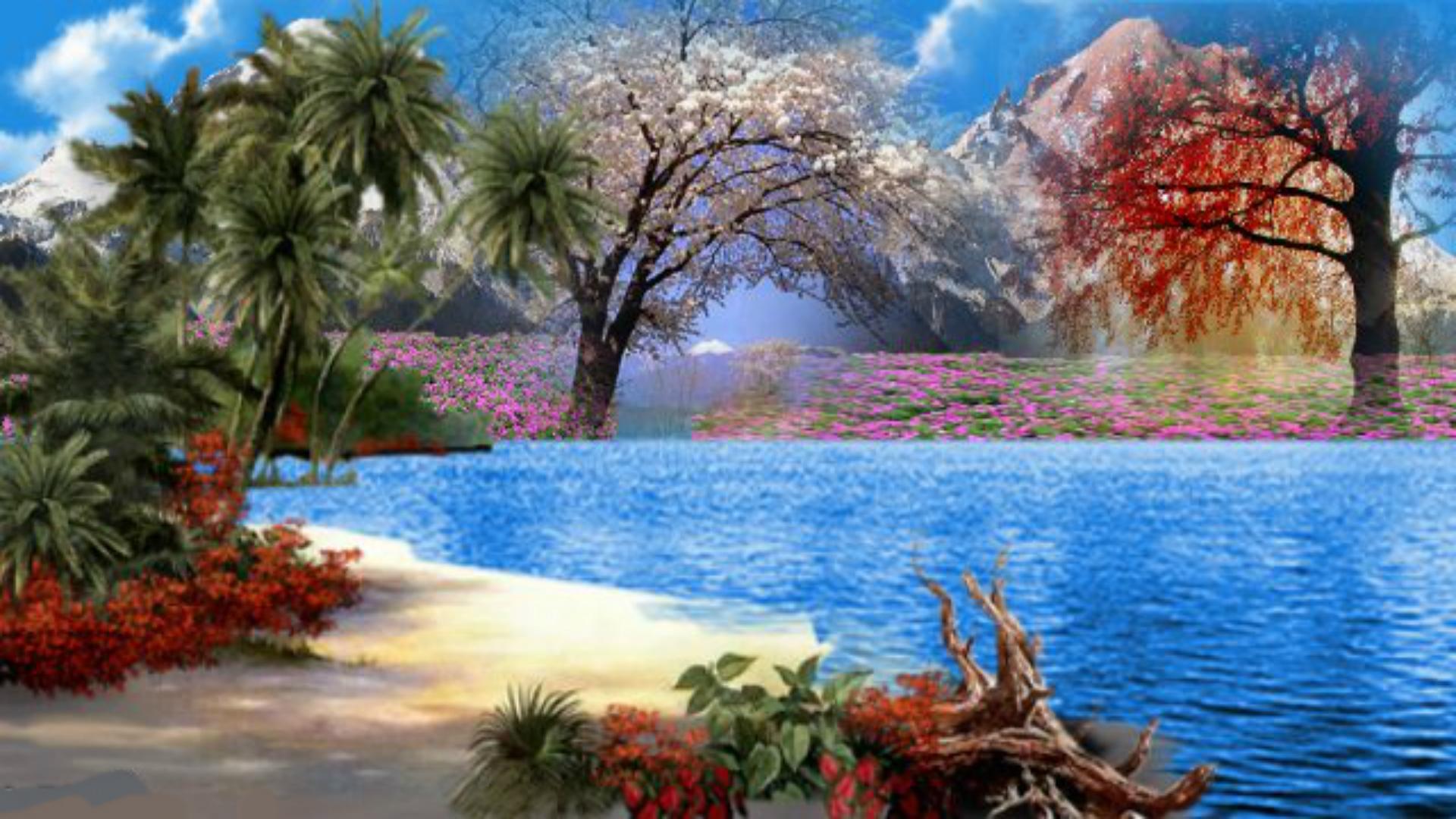 wallpaper surga,natural landscape,nature,tree,sky,landscape