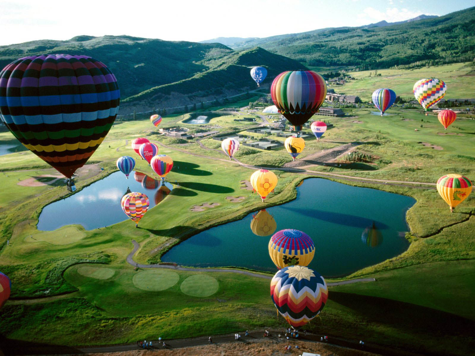 papier peint balon udara,faire du ballon ascensionnel,la nature,montgolfière,paysage naturel,l'eau