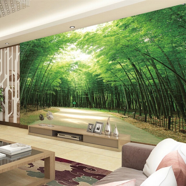 壁紙dinding rumah 3d,自然,緑,自然の風景,壁,壁画