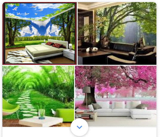 wallpaper dinding rumah 3d,natural landscape,nature,green,room,interior design