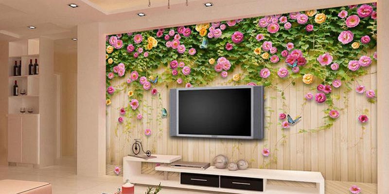 wallpaper tembok 3d,wallpaper,wall,room,pink,mural