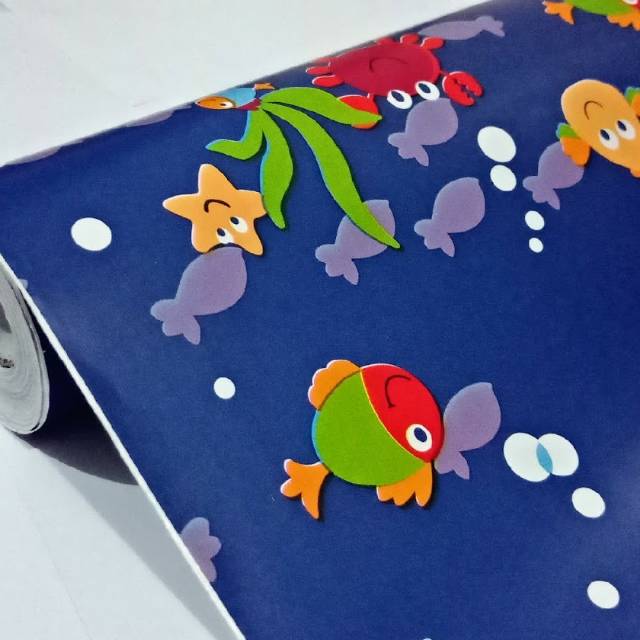 wallpaper dinding ruang tamu murah,fish