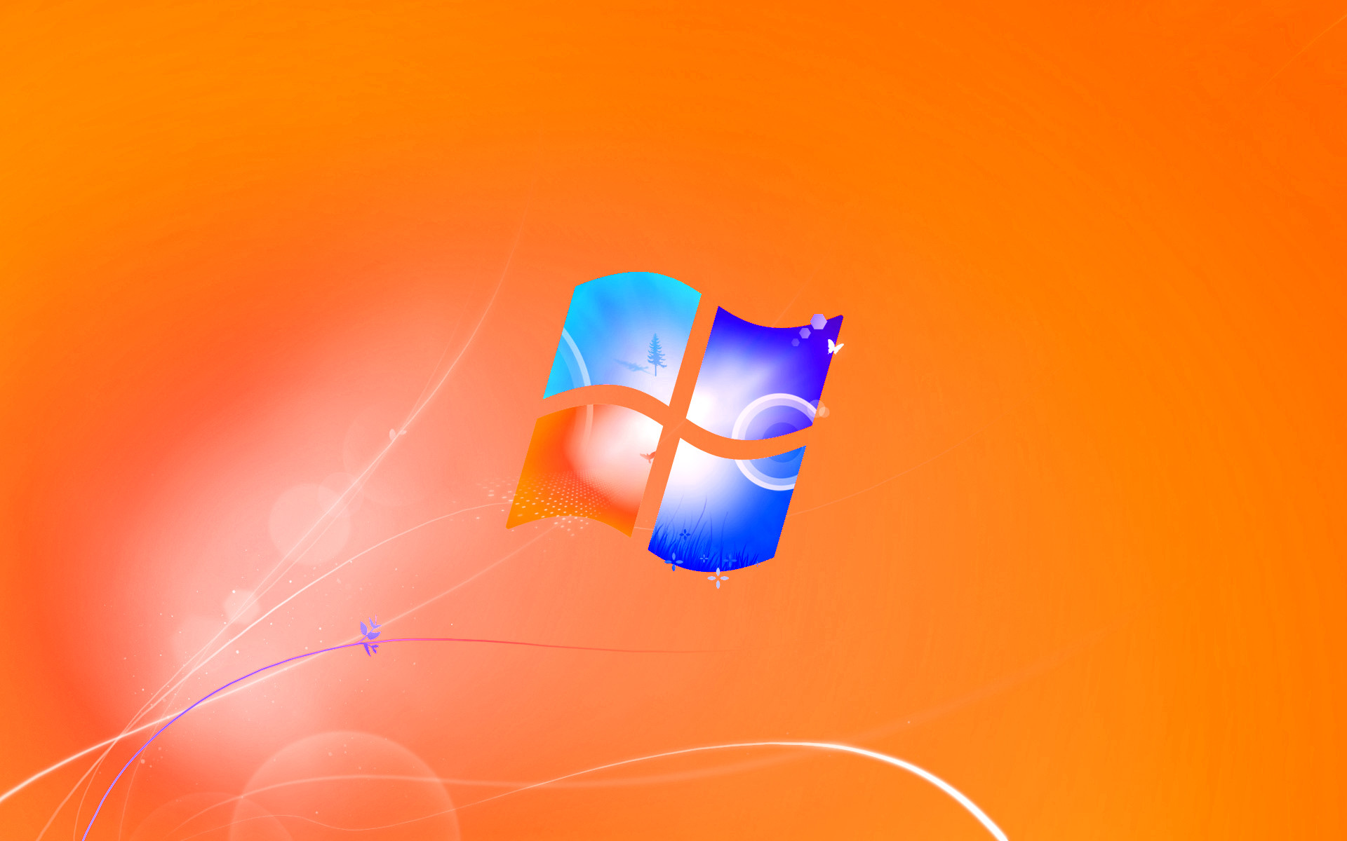 cool windows 7 fonds d'écran,système opérateur,bleu,orange,lumière,conception graphique