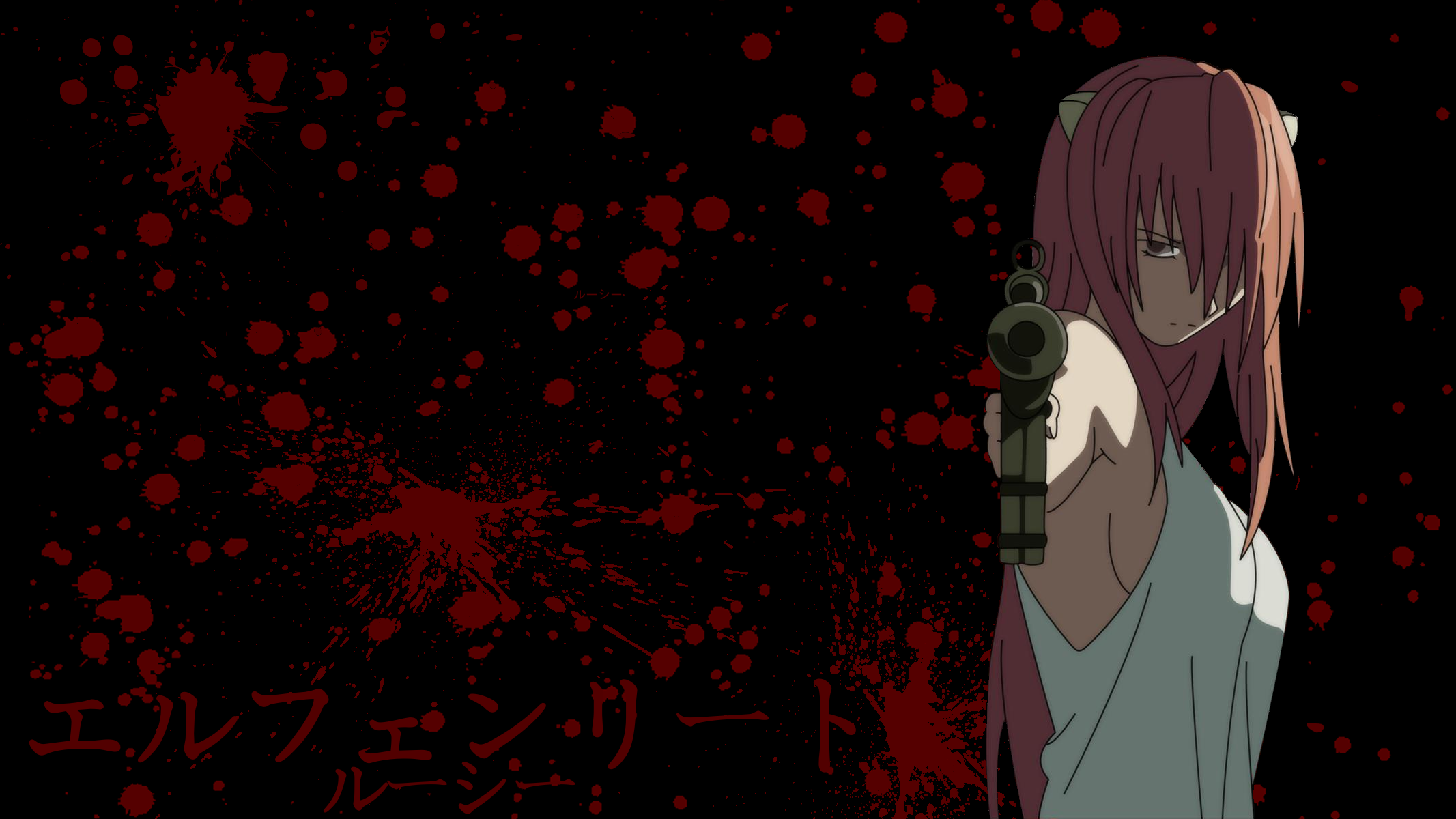 elfen lied wallpaper hd,red,anime,cg artwork,cartoon,black hair