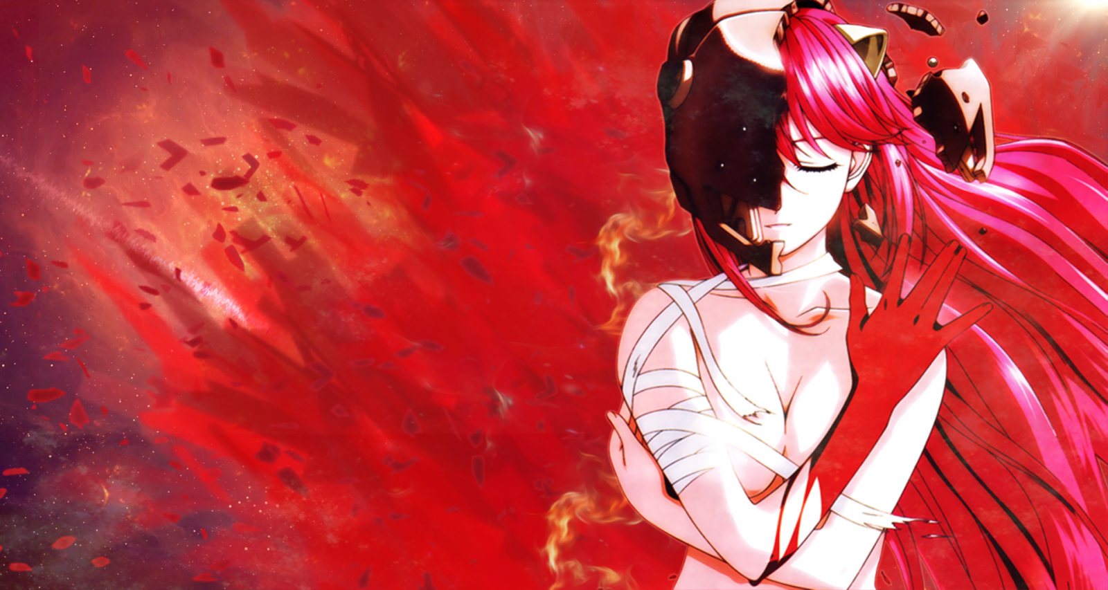 elfen lied fond d'écran hd,oeuvre de cg,rouge,anime,dessin animé,cheveux roux