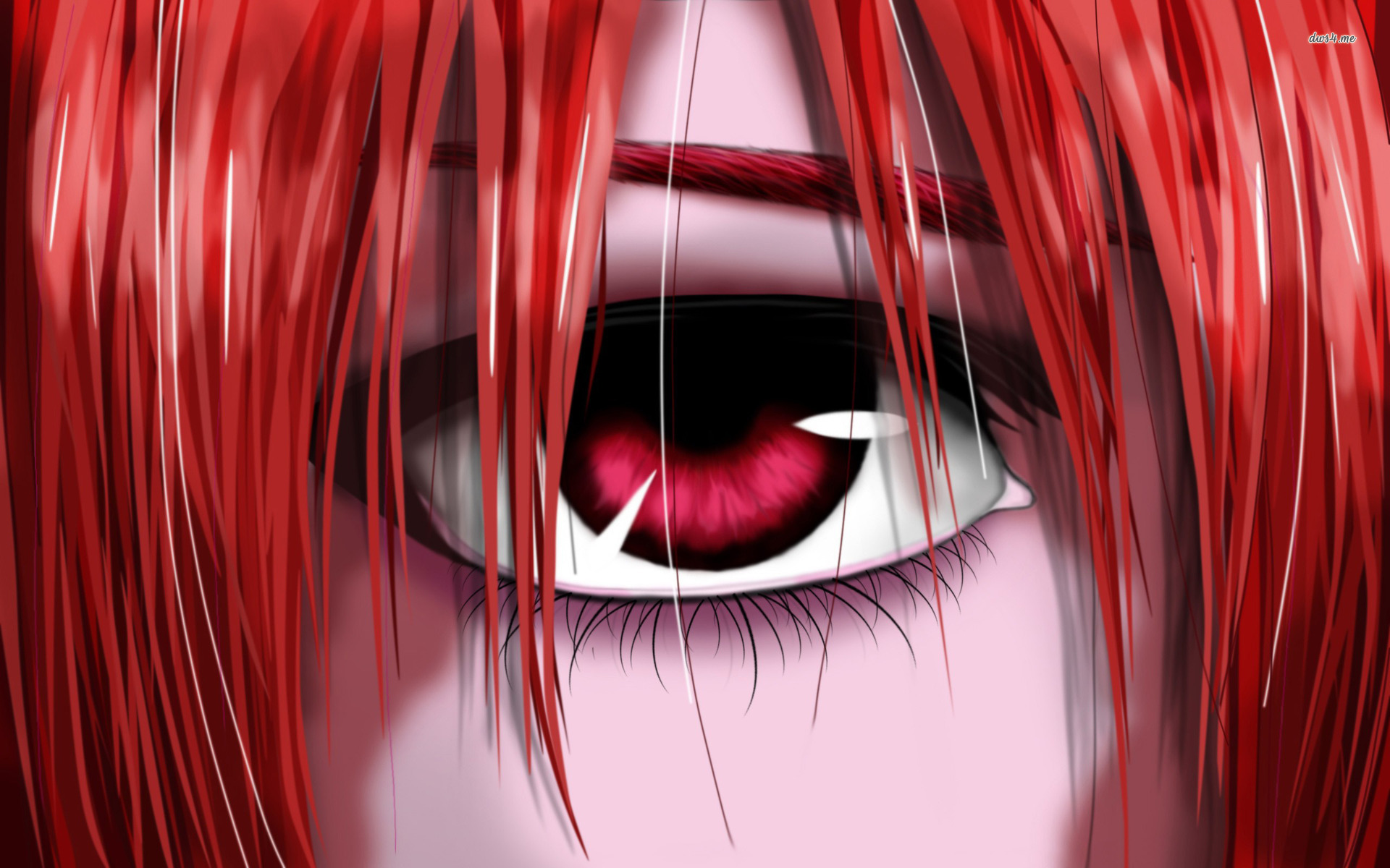 elfen lied wallpaper hd,hair,red,facial expression,anime,cg artwork