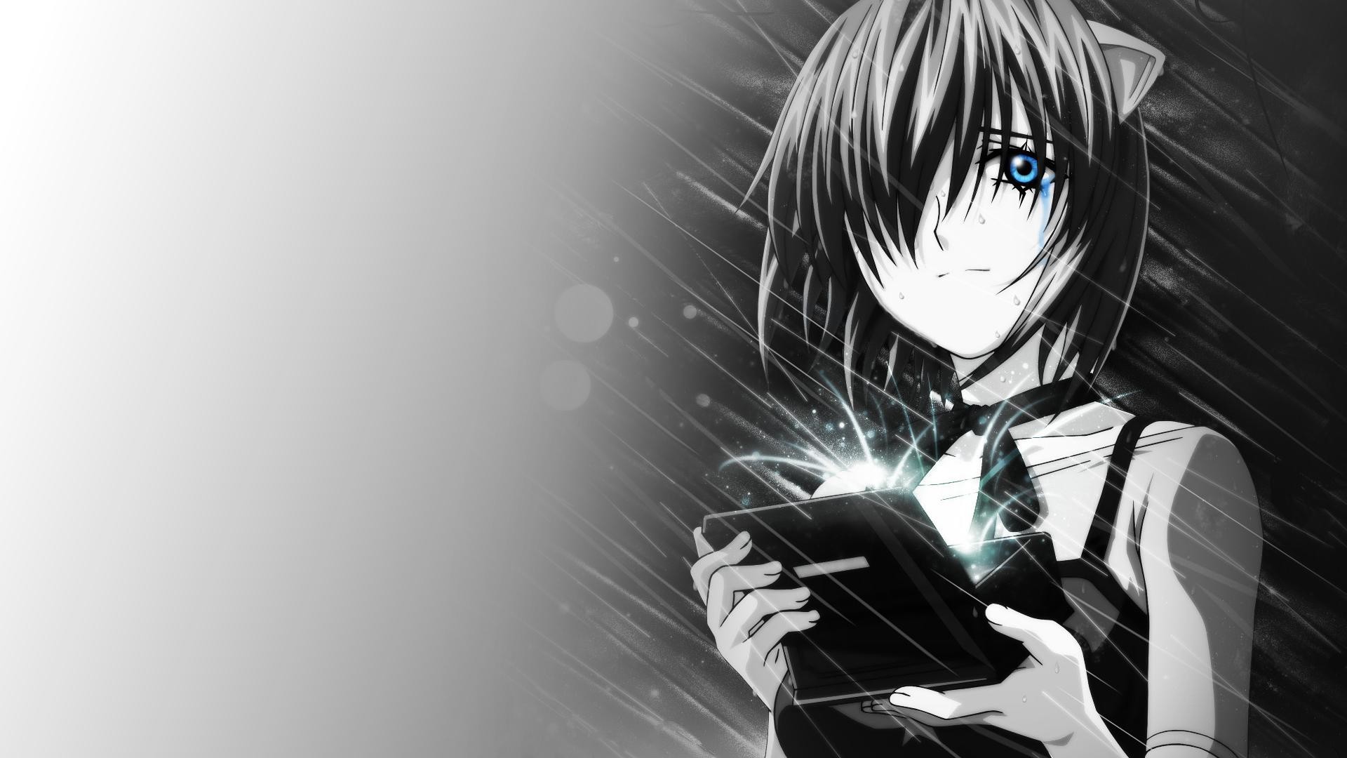 elfen lied wallpaper hd,cartoon,anime,monochrome,cg artwork,black hair