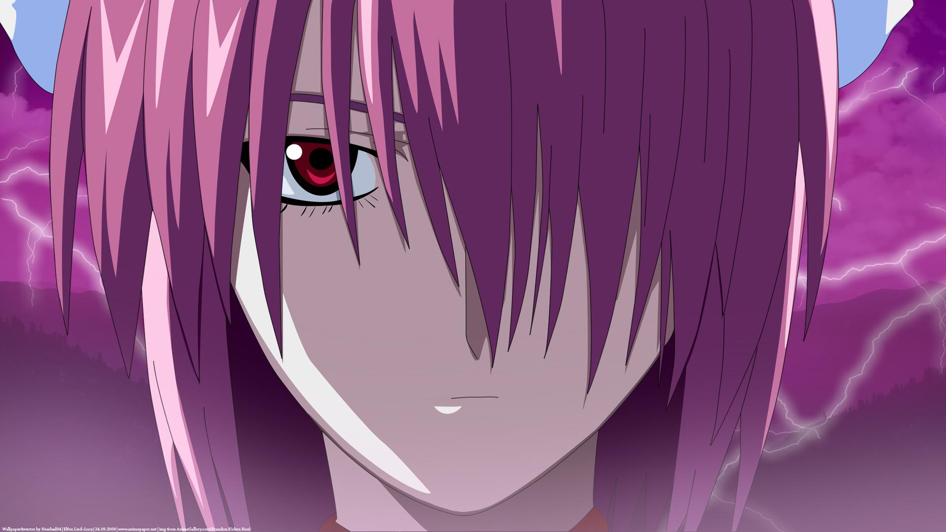 elfen lied fond d'écran hd,cheveux,visage,dessin animé,anime,rose