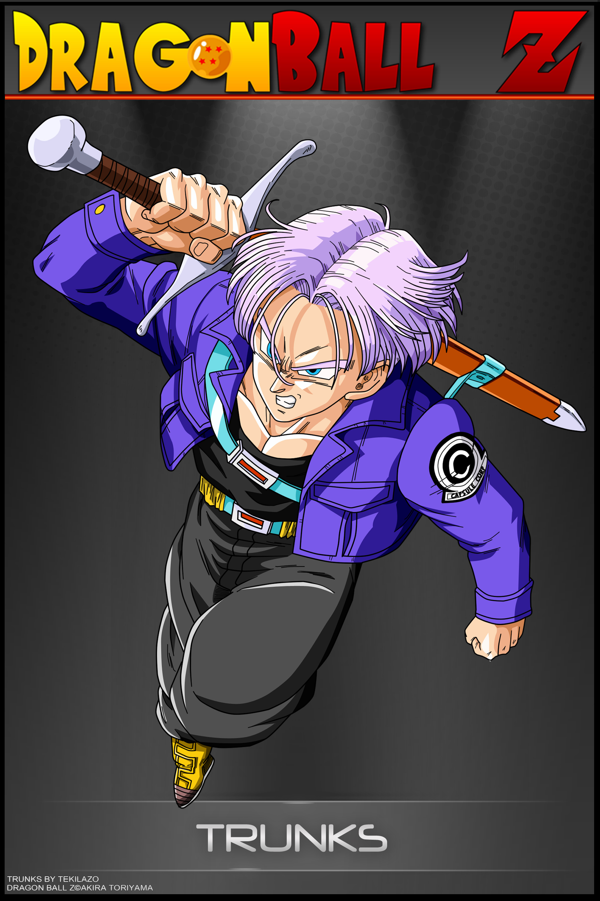 trunks iphone wallpaper,anime,cartoon,poster,hero,graphic design