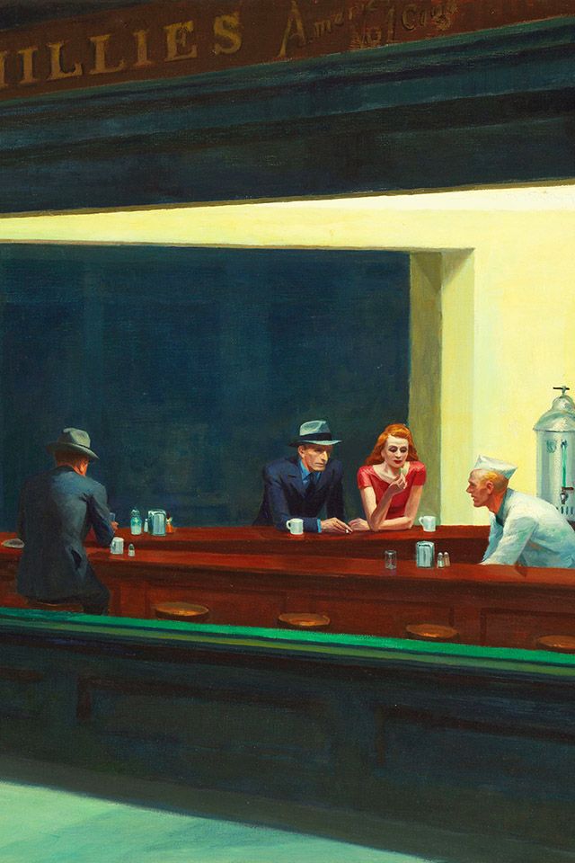 edward hopper wallpaper,vehicle,table,painting,furniture,games
