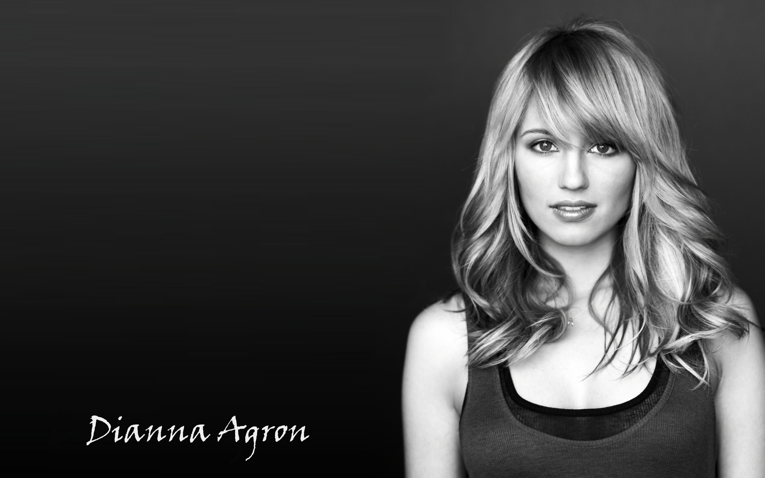 dianna agron wallpaper,hair,face,beauty,hairstyle,black and white