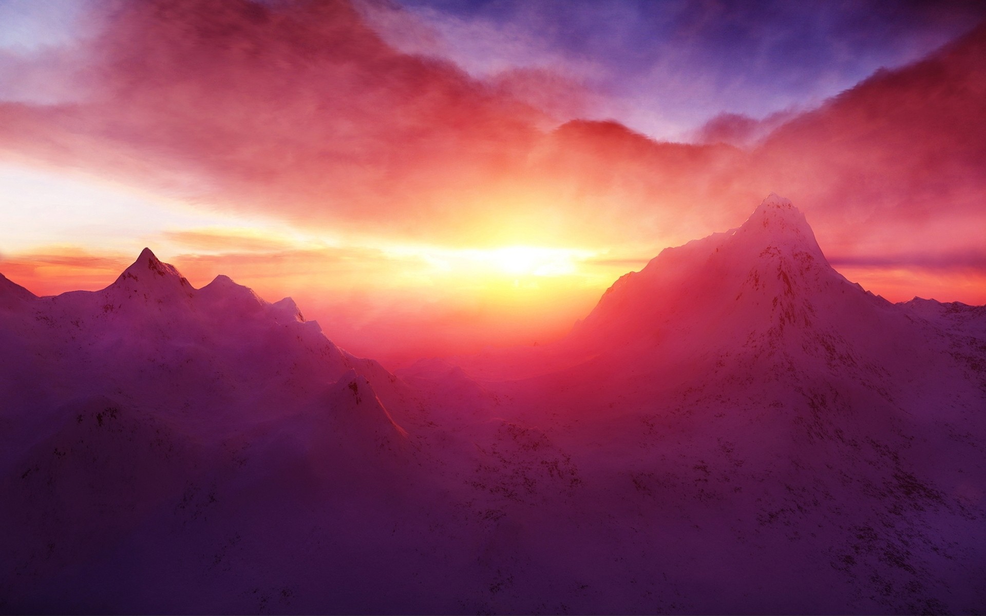 amanecer fondo de pantalla,cielo,naturaleza,resplandor crepuscular,montaña,púrpura