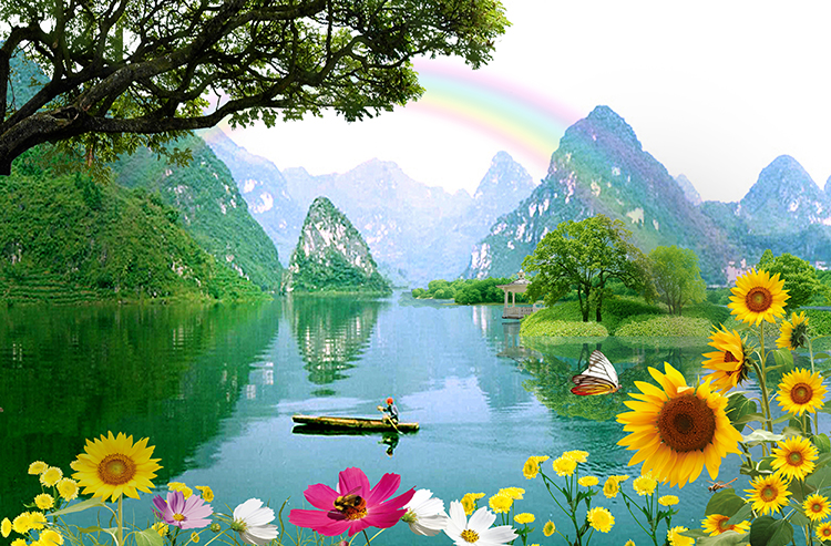 wallpaper pemandangan  3d  natural landscape nature theatrical scenery water resources reflection 