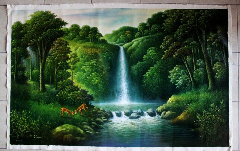 tapete pemandangan 3d,natürliche landschaft,natur,gewässer,wasservorräte,wasserfall