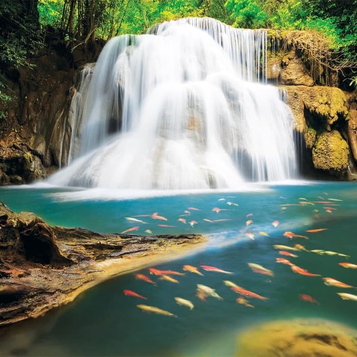 tapete pemandangan 3d,wasserfall,wasservorräte,gewässer,natürliche landschaft,natur