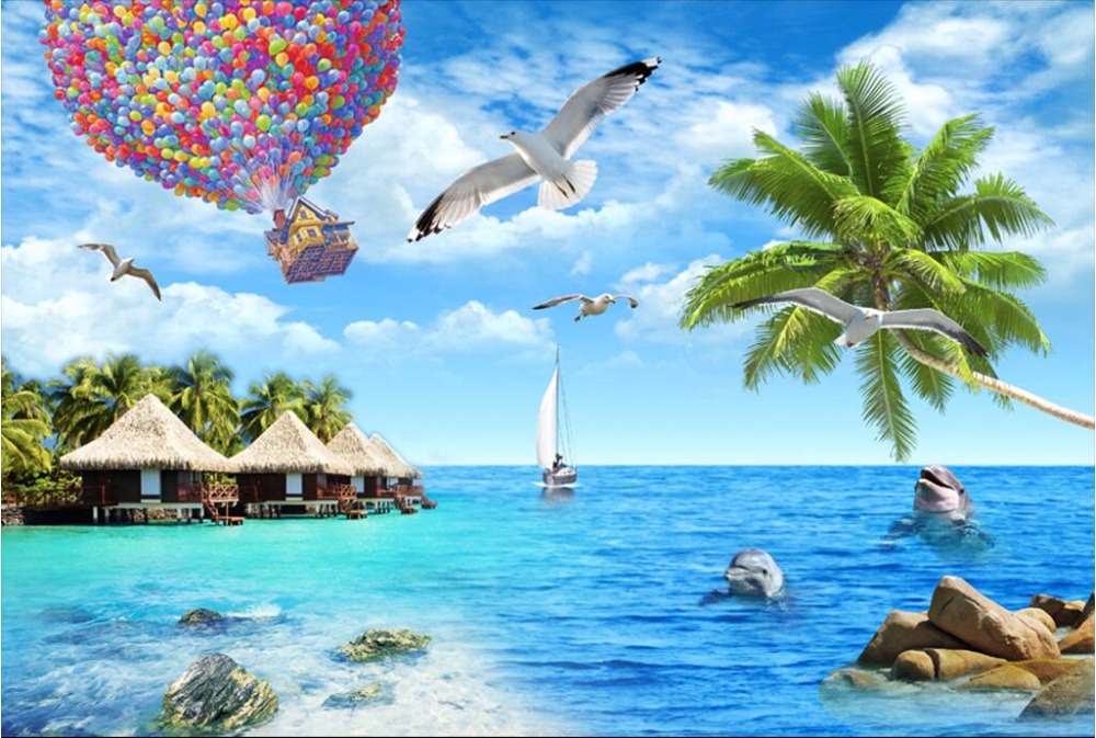 sfondi pemandangan 3d,paesaggio naturale,caraibico,cielo,vacanza,oceano