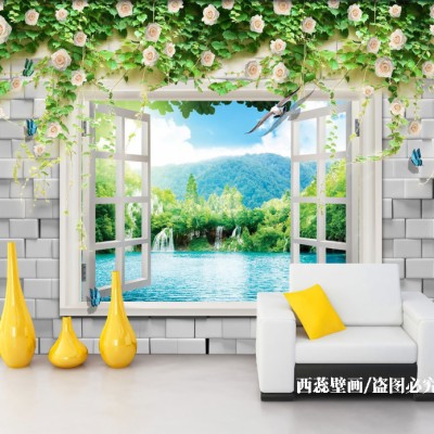 wallpaper pemandangan alam dan pedesaan,nature,wall,wallpaper,living room,natural landscape