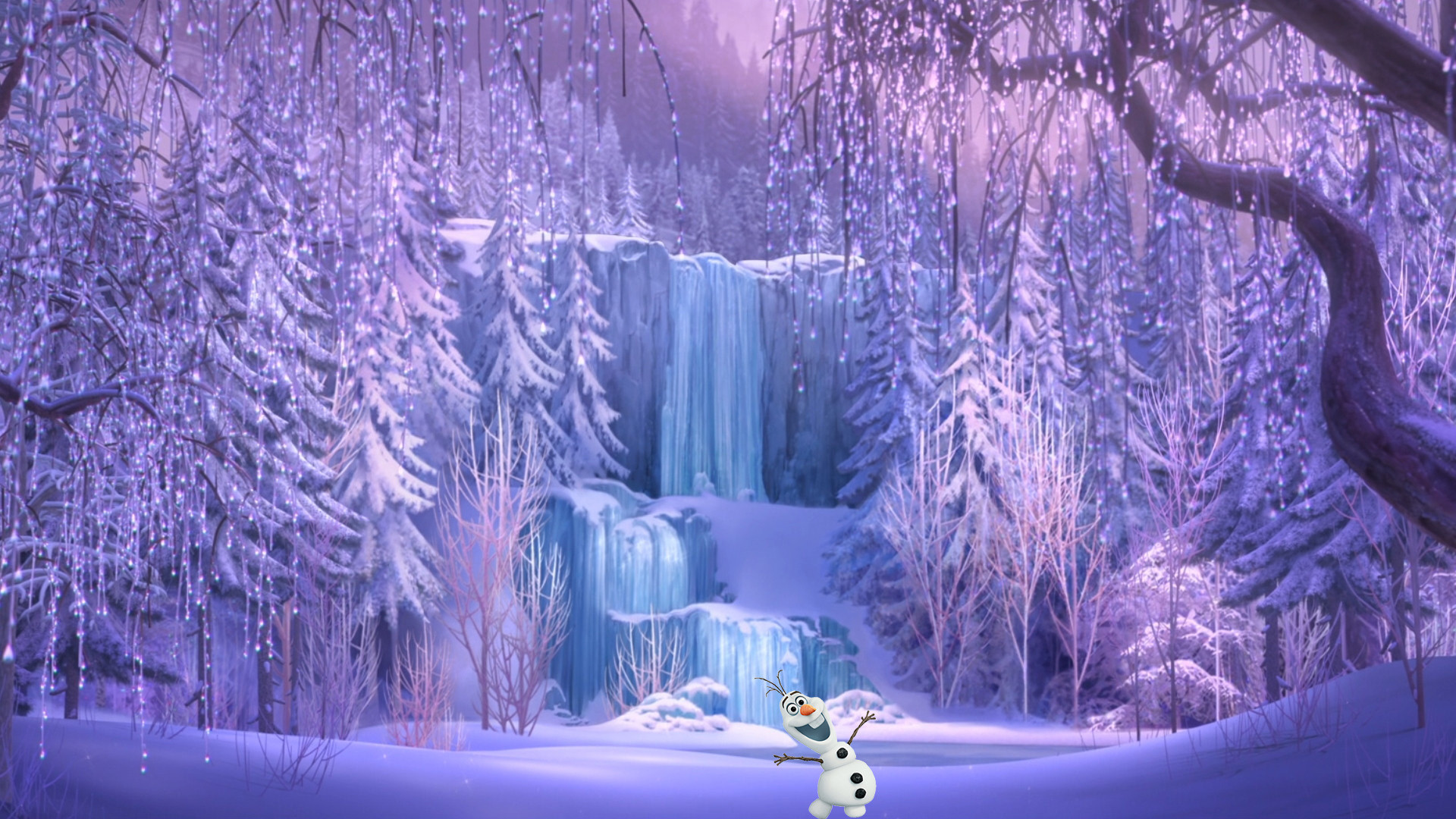 オラフ壁紙hd,冬,凍結,紫の,雪,演劇風景