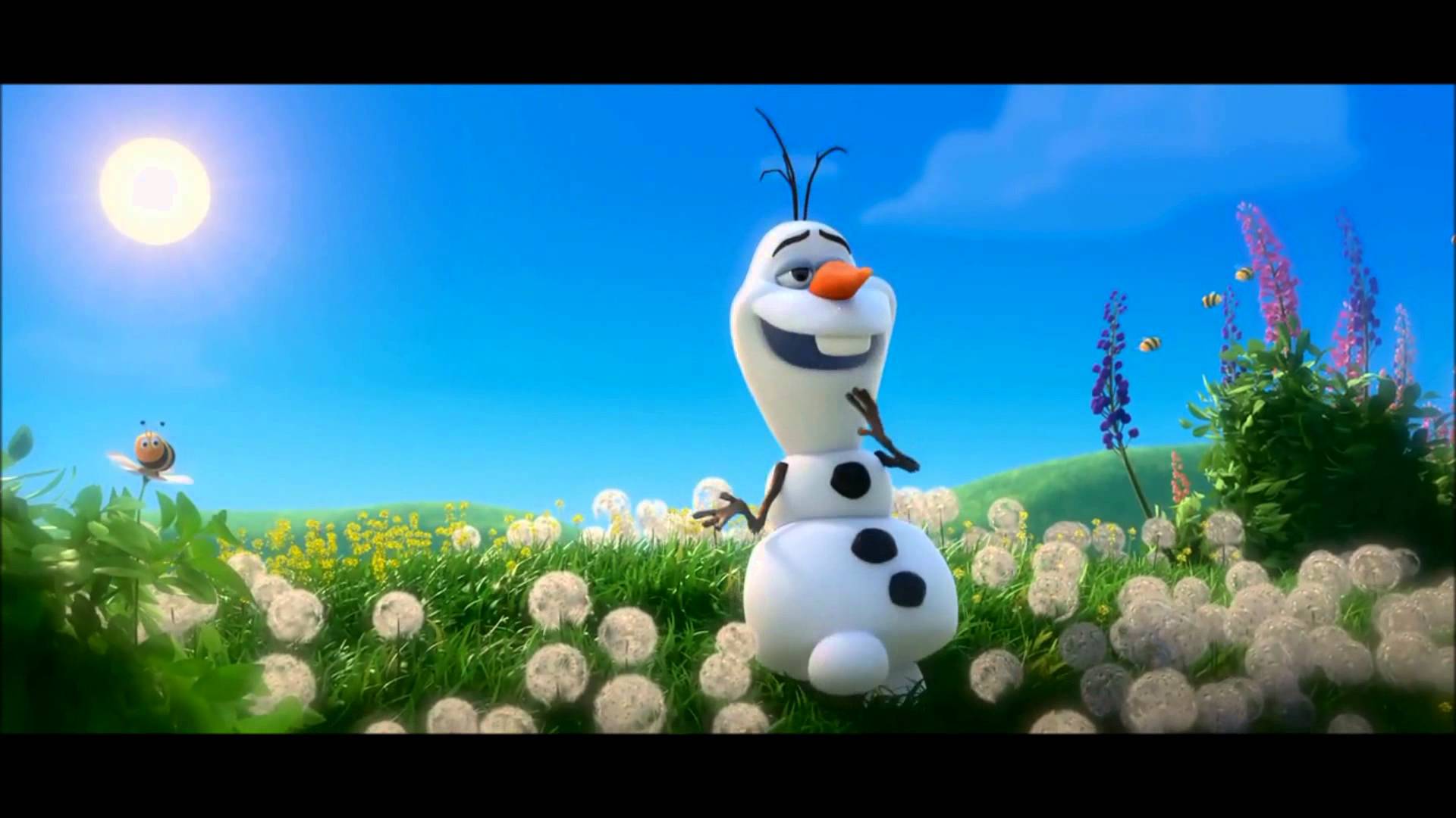 olaf wallpaper hd,cartone animato,animazione,cielo,erba,fotografia