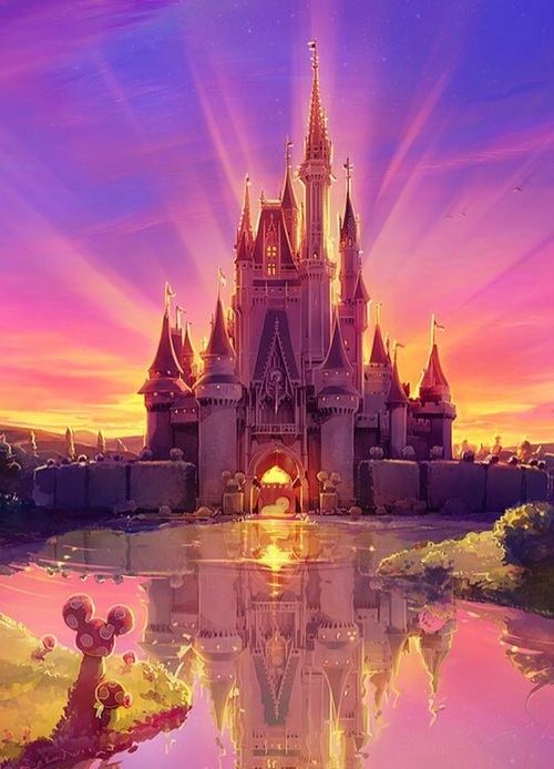 disney live wallpaper landmark sky purple spire reflection
