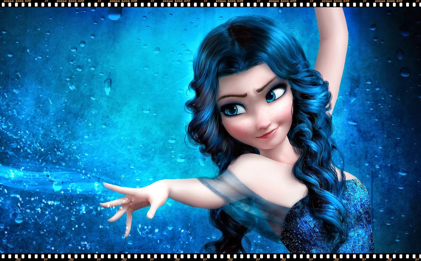 papel pintado congelado terbaru,azul,cg artwork,belleza,animación,cabello negro