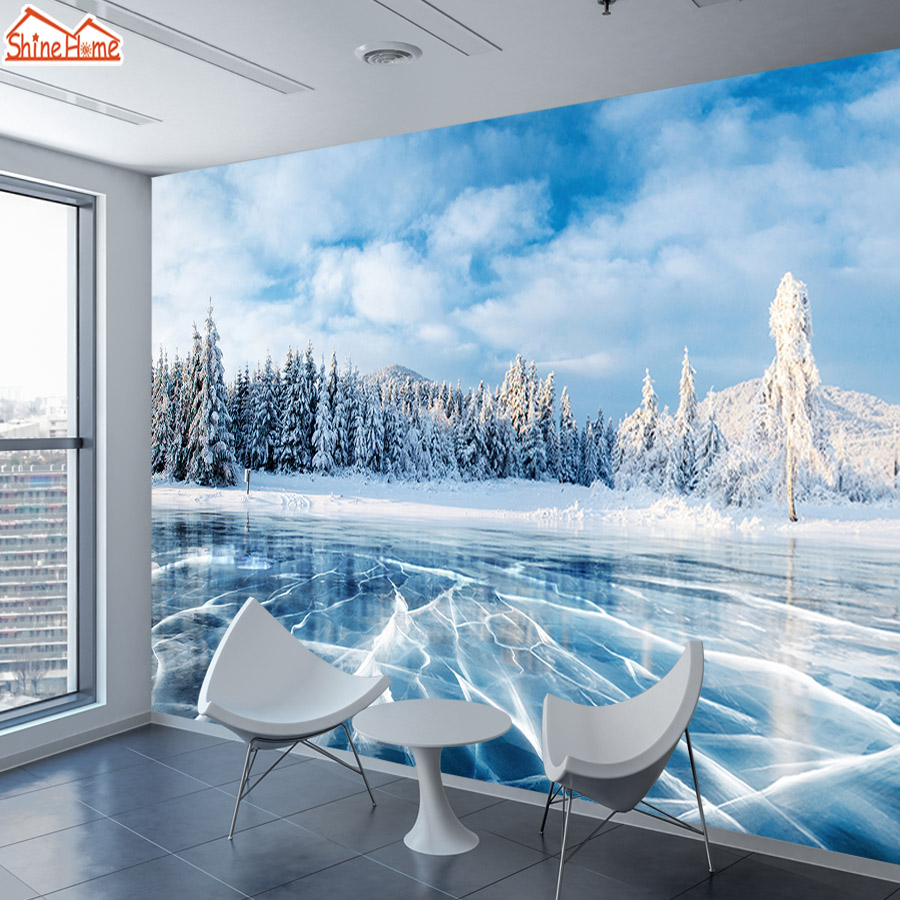 papel pintado congelado 3d,paisaje natural,habitación,pared,cielo,mural