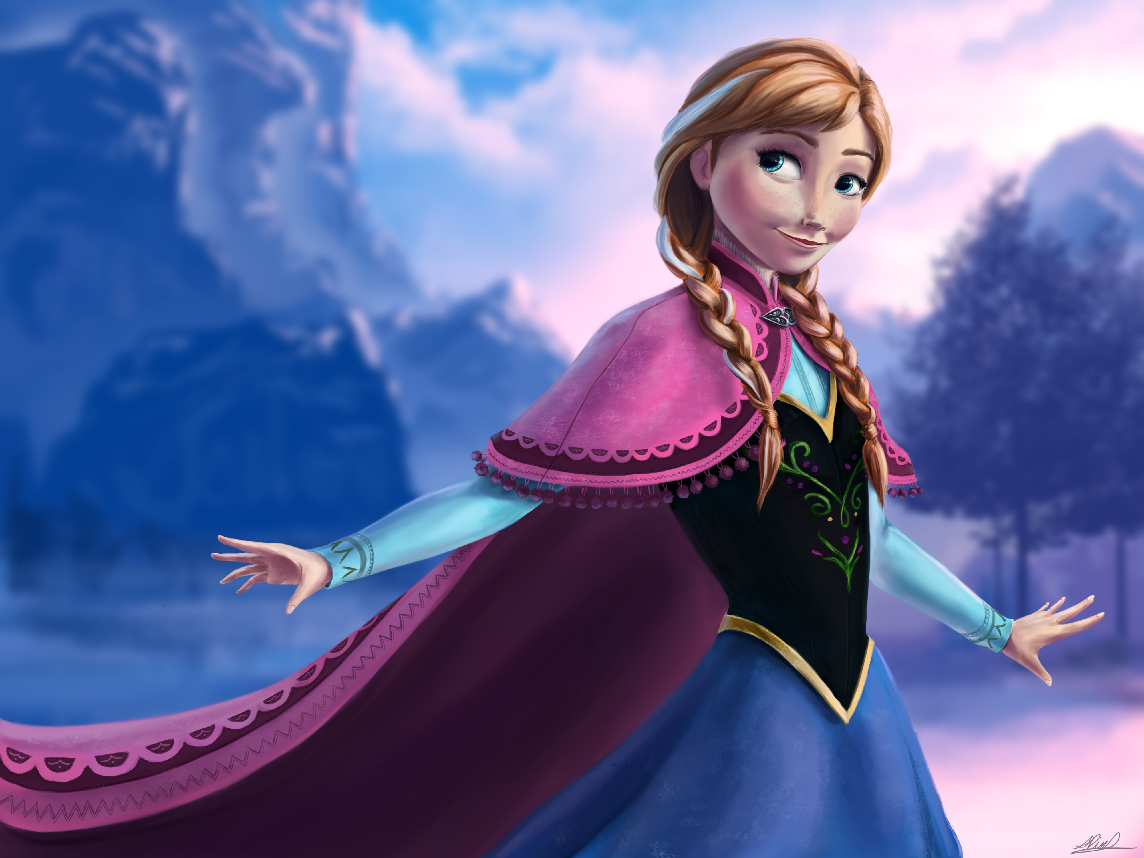 anna frozen wallpaper,cg artwork,sky,fictional character,illustration,animation