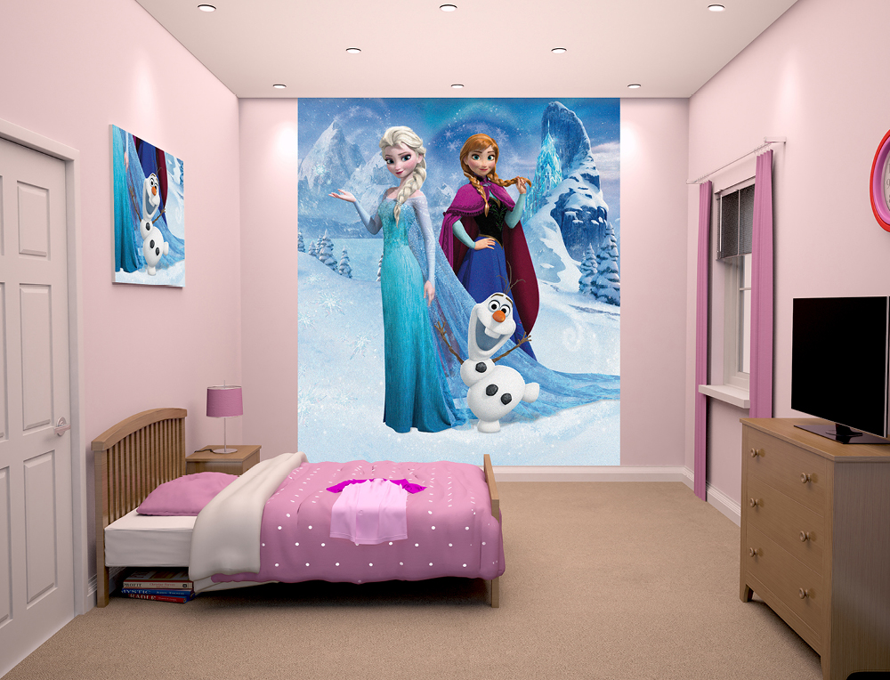 frozen wallpaper for bedroom,bedroom,room,interior design,pink,bed