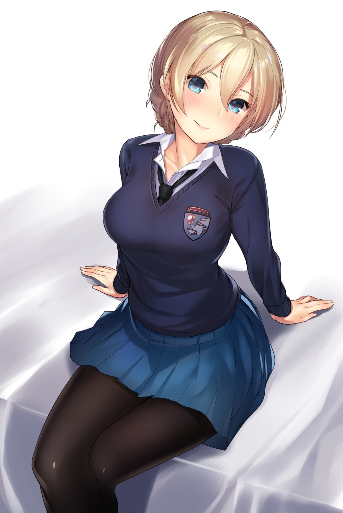 short wallpaper,cartoon,anime,long hair,sitting,uniform
