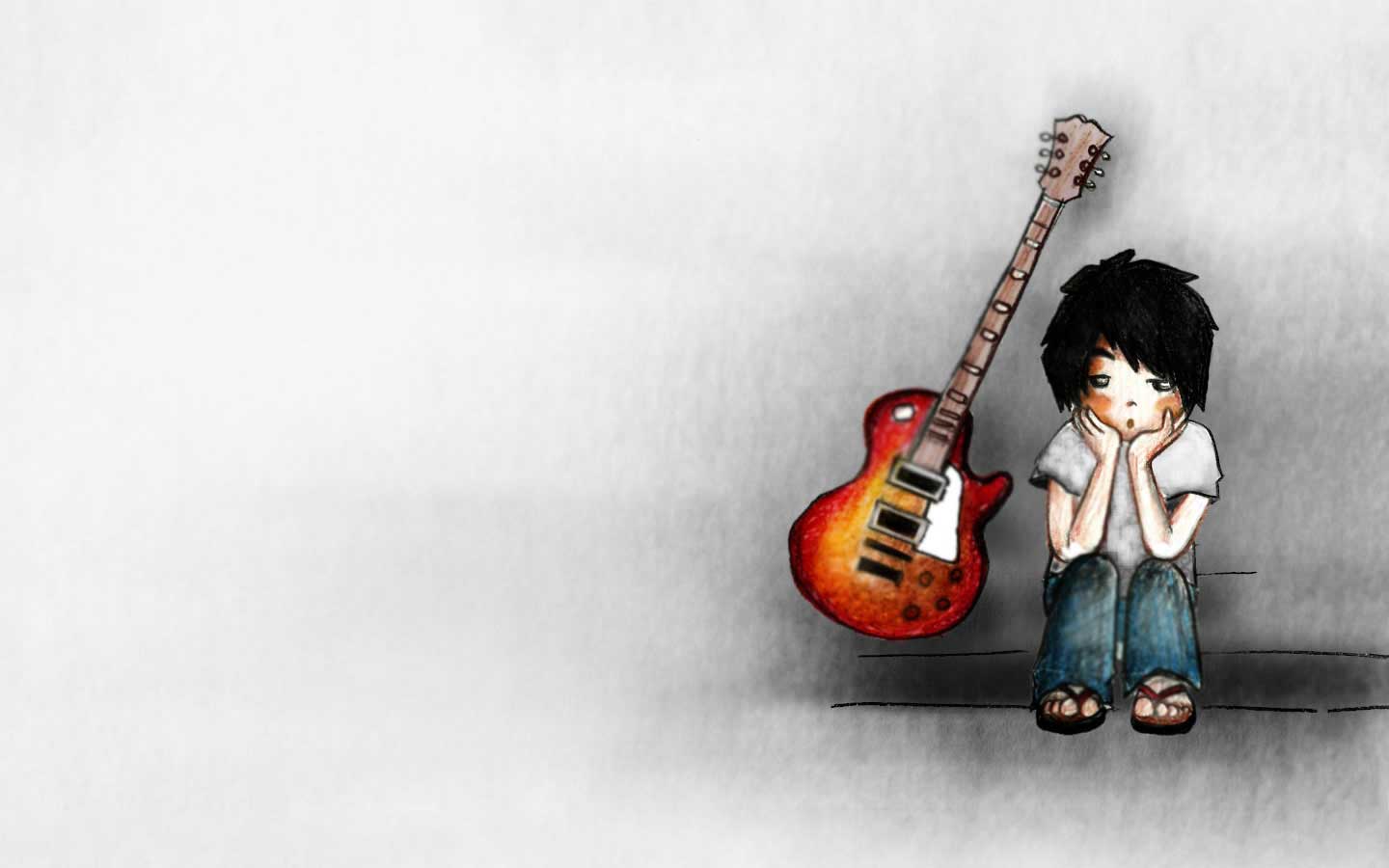 dessin animé garçon fond d'écran,instrument de musique,guitariste,guitare,instruments à cordes pincées,musicien