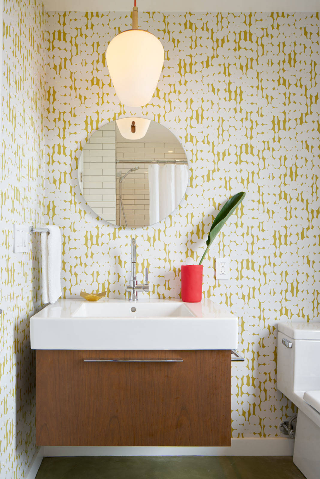 modern yellow wallpaper,tile,room,bathroom,wall,interior design