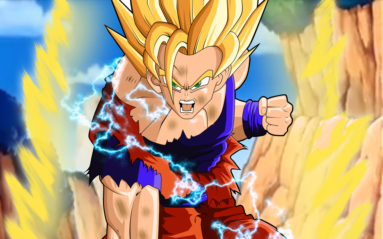 fondo de pantalla animado goku,anime,dibujos animados,esfera del dragón,personaje de ficción,obra de arte